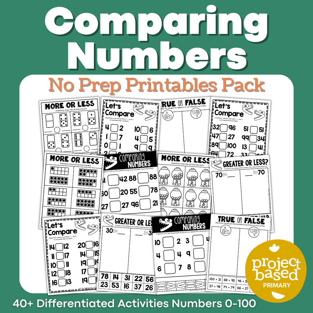 Comparing Numbers 1-100 No Prep Pack – Project Based Primary