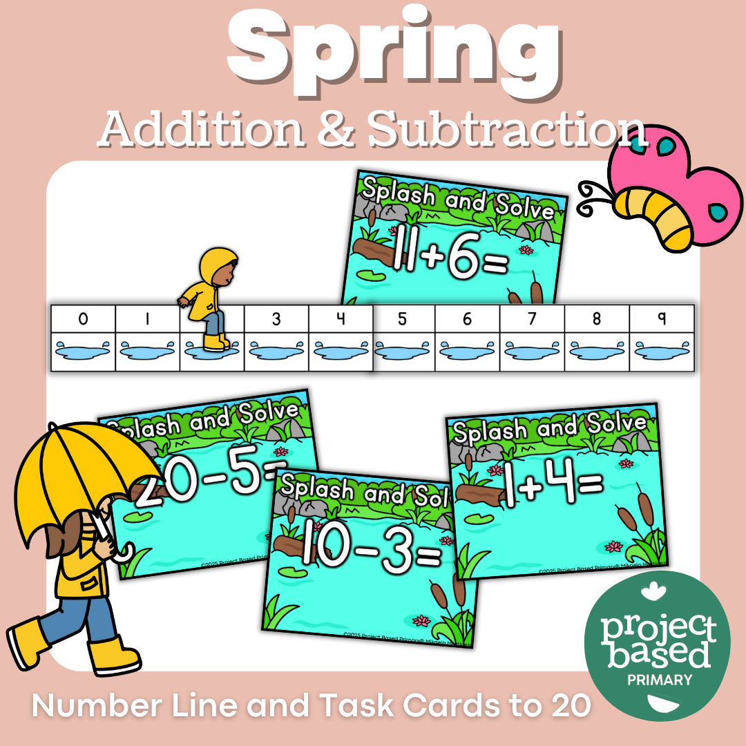 Spring Addition and Subtraction Number Line – Project Based Primary