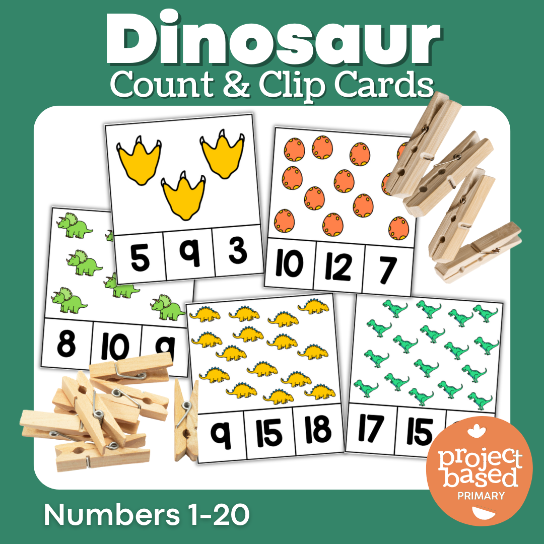 Dinosaur Count and Clip Cards – Project Based Primary
