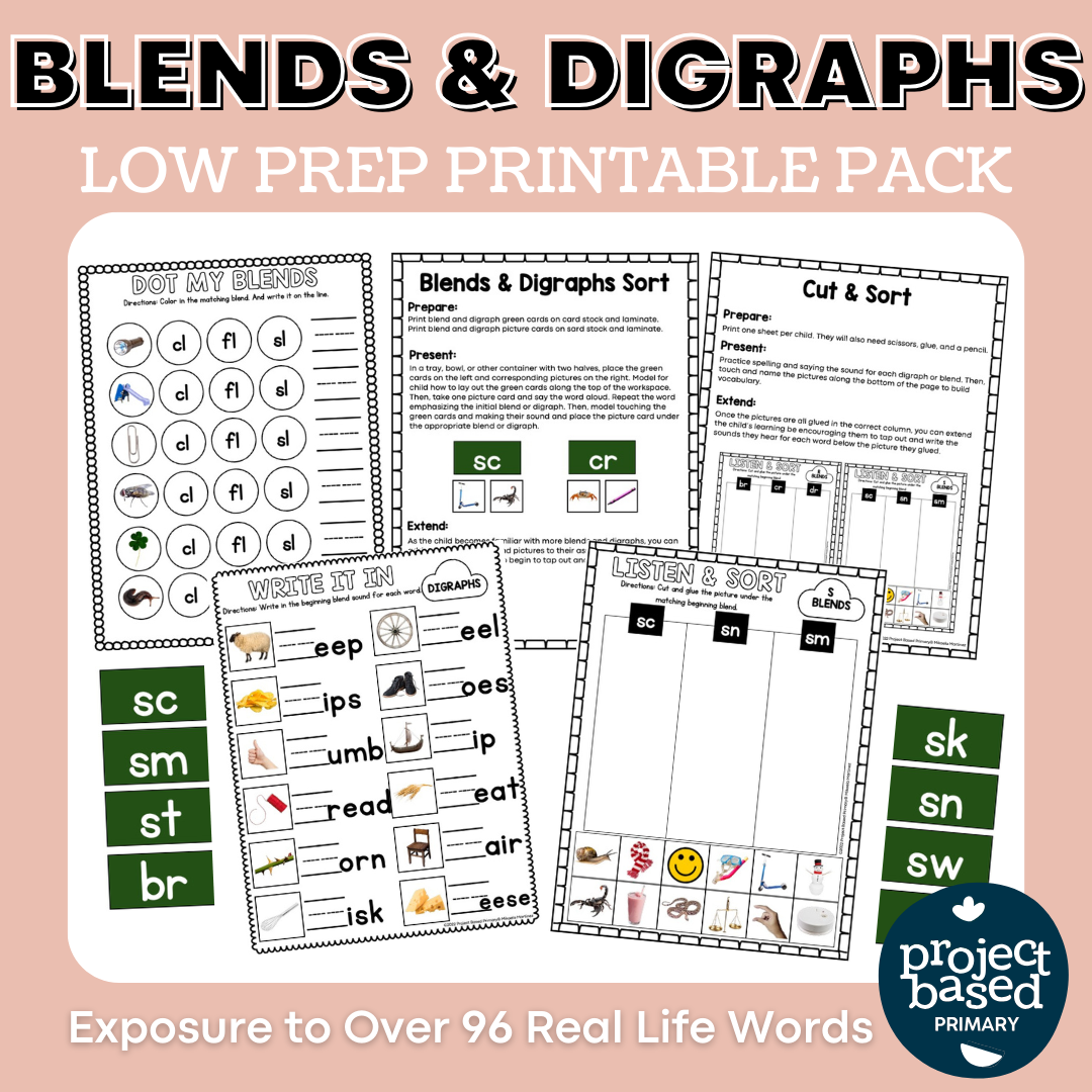 Blends & Digraphs Low Prep Pack – Project Based Primary