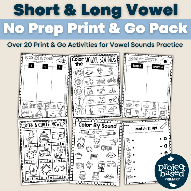 Short and Long Vowels No Prep Printable Pack – Project Based Primary