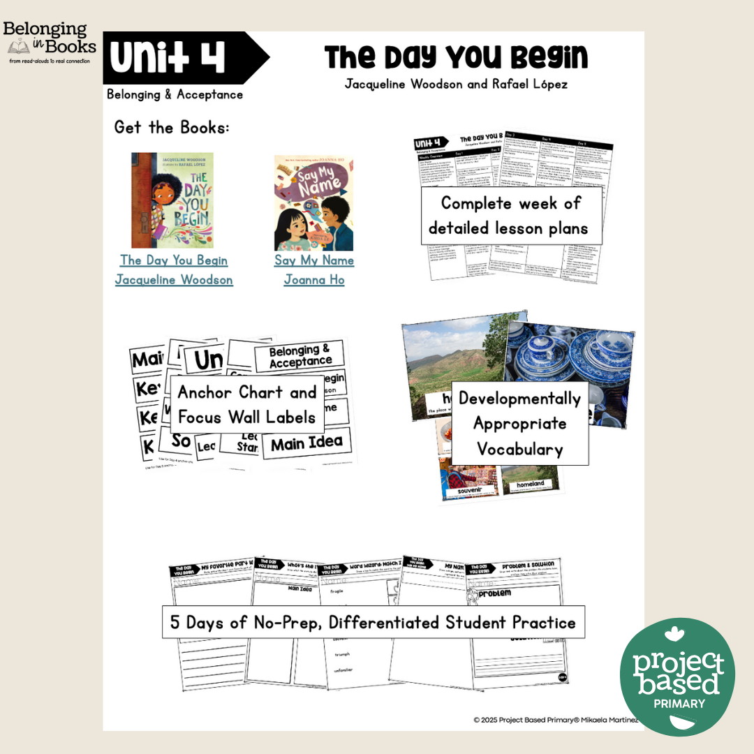 The Day You Begin Belonging in Books™ Reading Comprehension Week-Long Unit