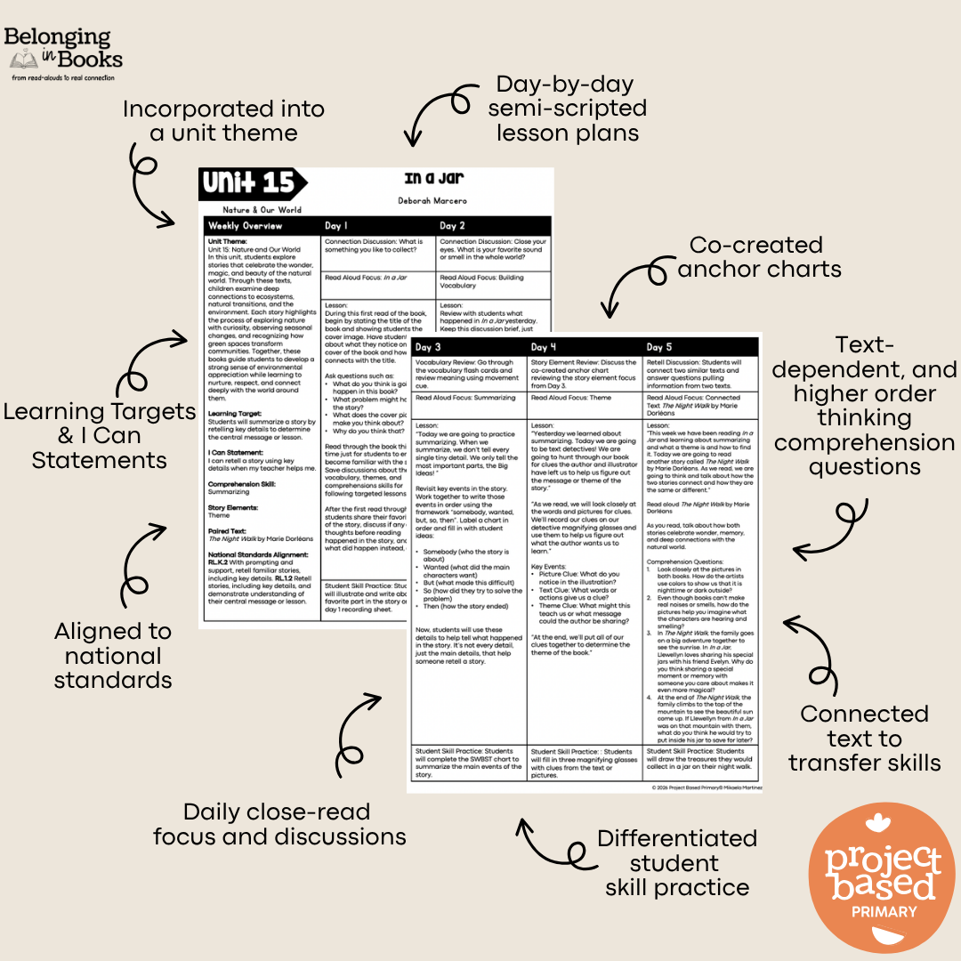 In a Jar Belonging in Books™ Reading Comprehension Week-Long Unit