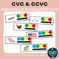 CVC & CCVC Segmenting & Blending Task Cards (Montessori Aligned)