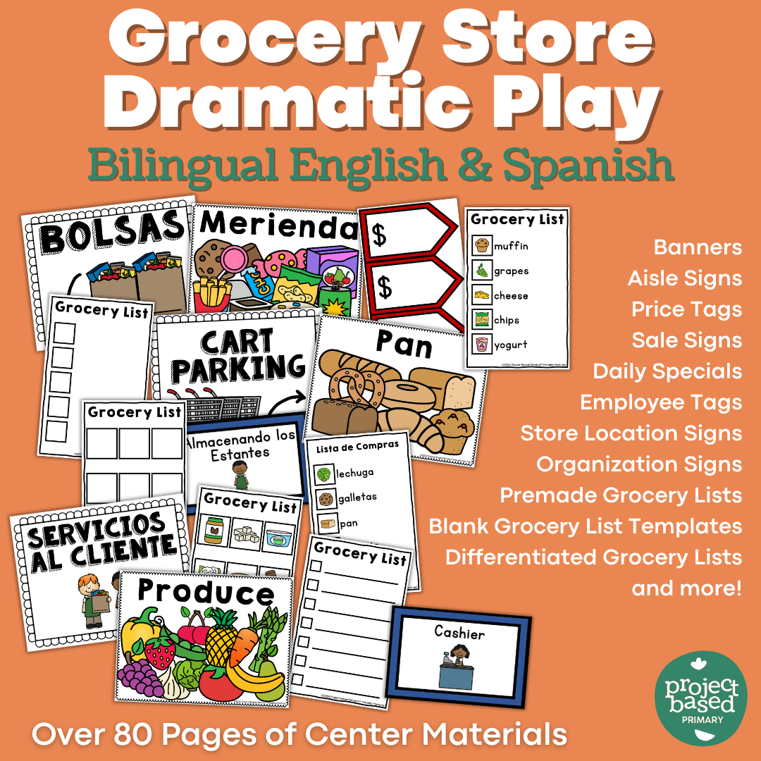 Grocery Store Dramatic Play Center Bilingual English & Spanish