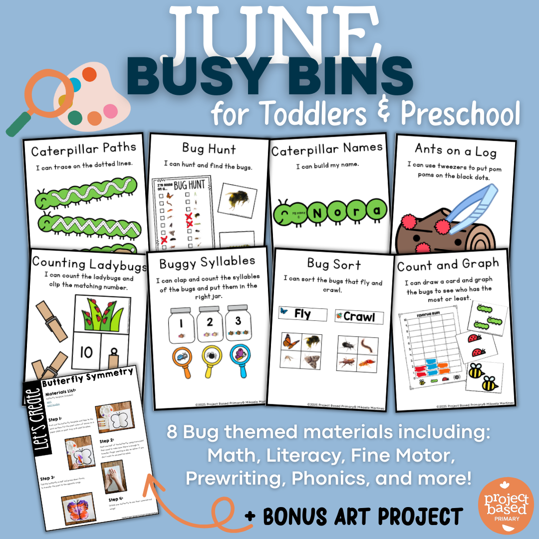 June Busy Bins Toddler - Preschool Low Prep Bug Insect Centers