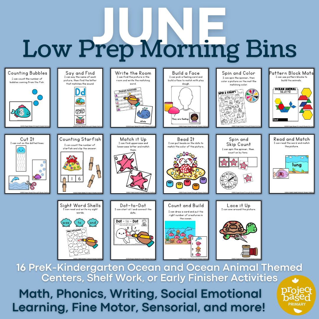 June Low Prep Preschool Kindergarten Morning Bins Shelf Work