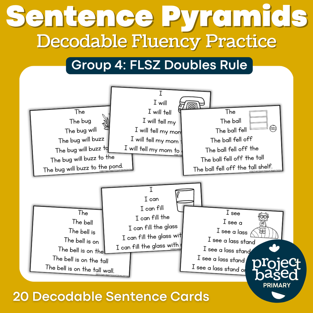 Decodable Sentence Fluency Pyramids Set 4 FLZS Doubles Rule (FLOSS Rule)