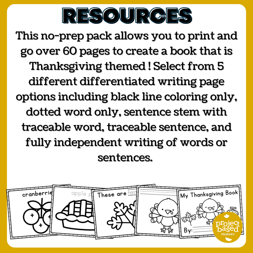 Thanksgiving Vocabulary Books No-Prep and Differentiated