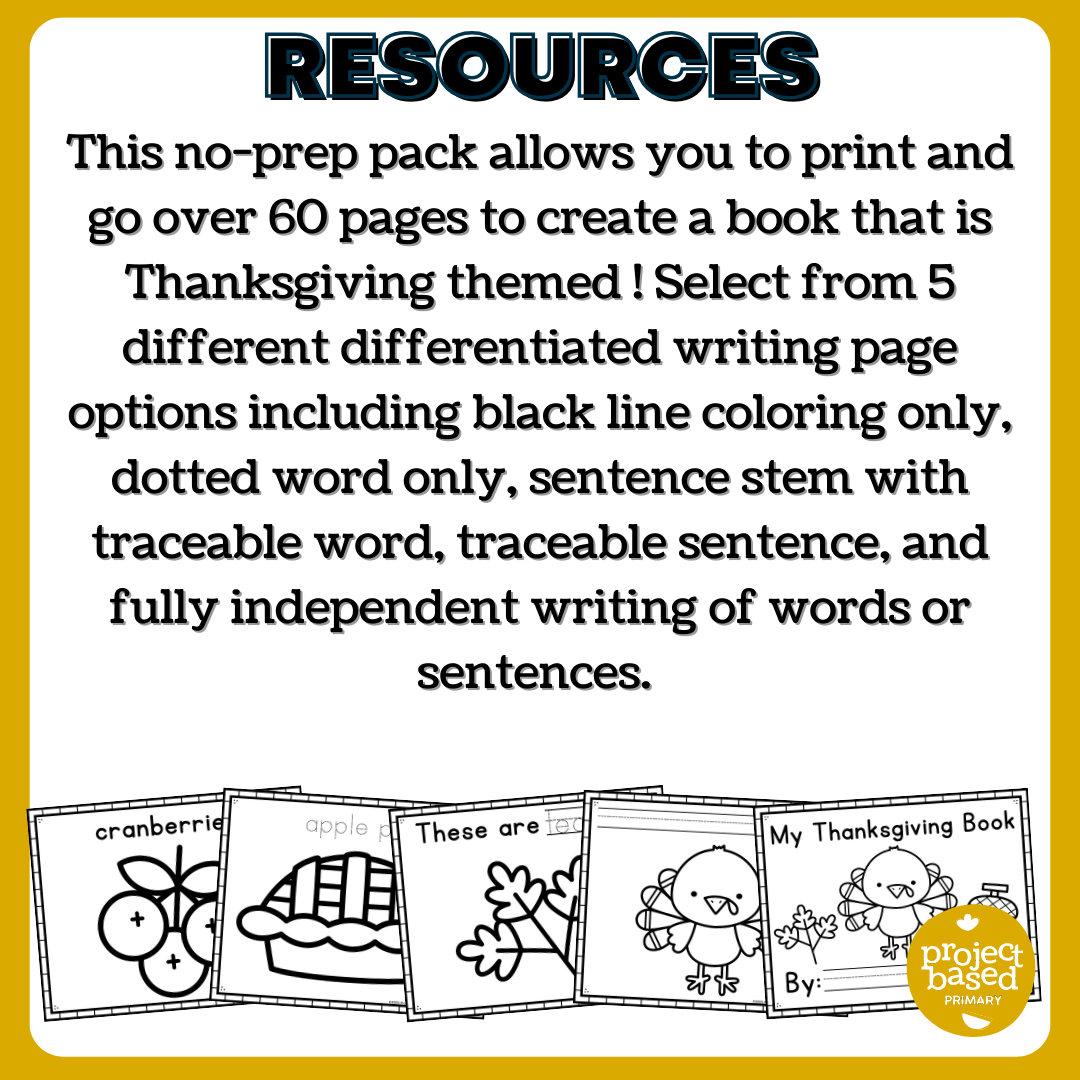 Thanksgiving Vocabulary Books No-Prep and Differentiated