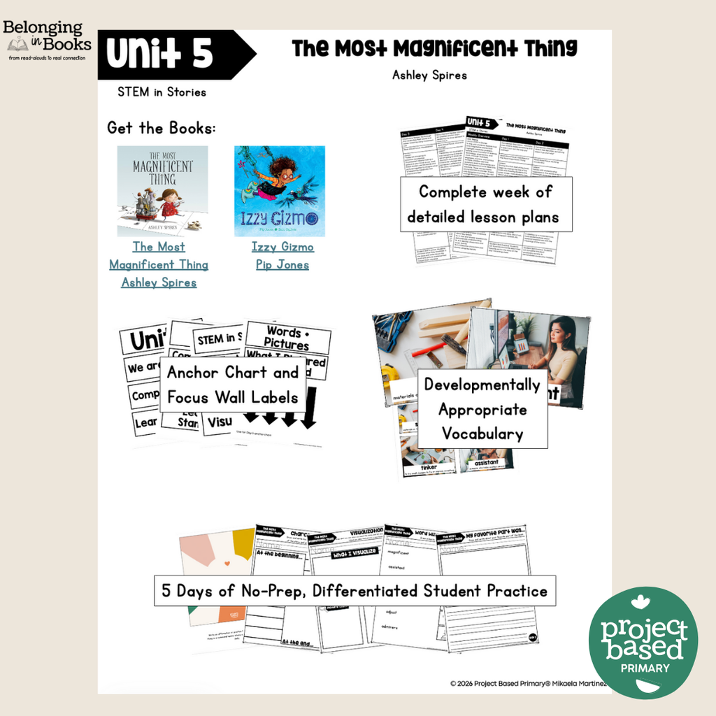 The Most Magnificent Thing Belonging in Books™ Reading Comprehension Week-Long Unit
