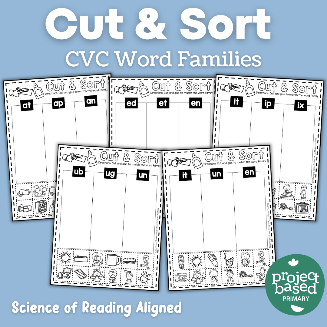 CVC Word Family Cut and Sort No Prep Pack