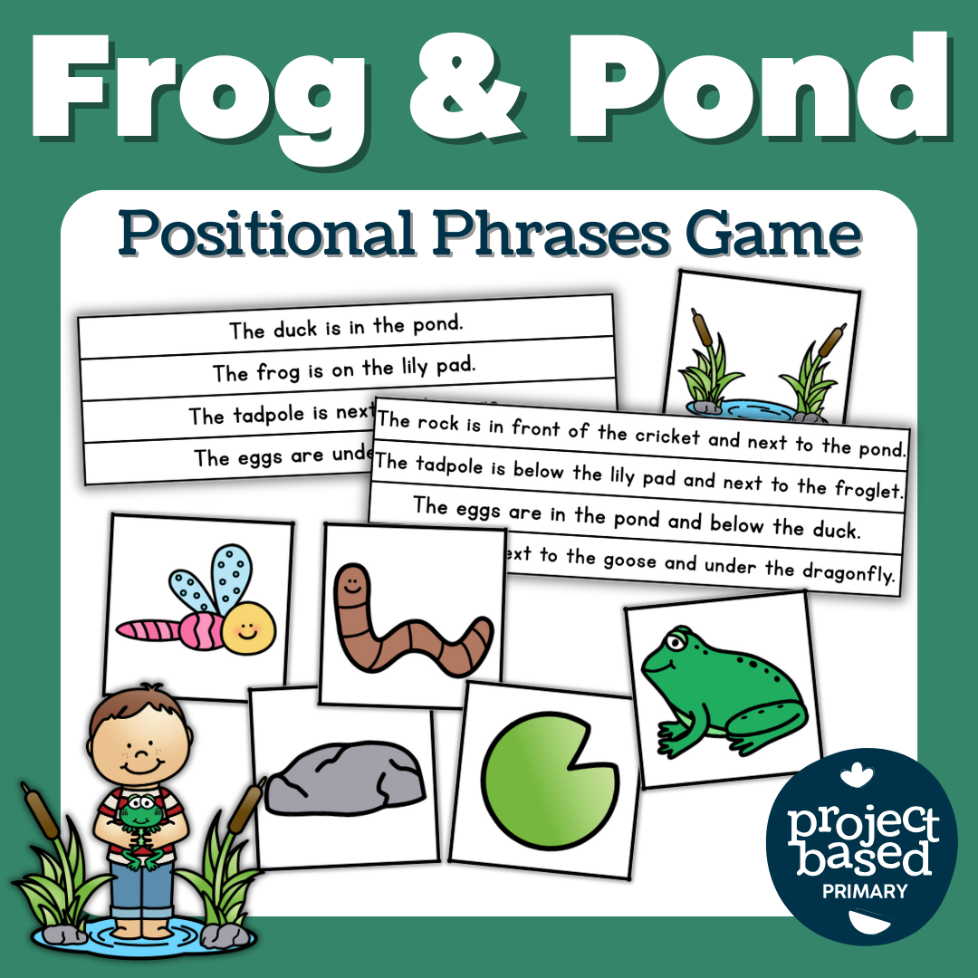Frog and Pond Themed Positional Phrases Game | Prepositions