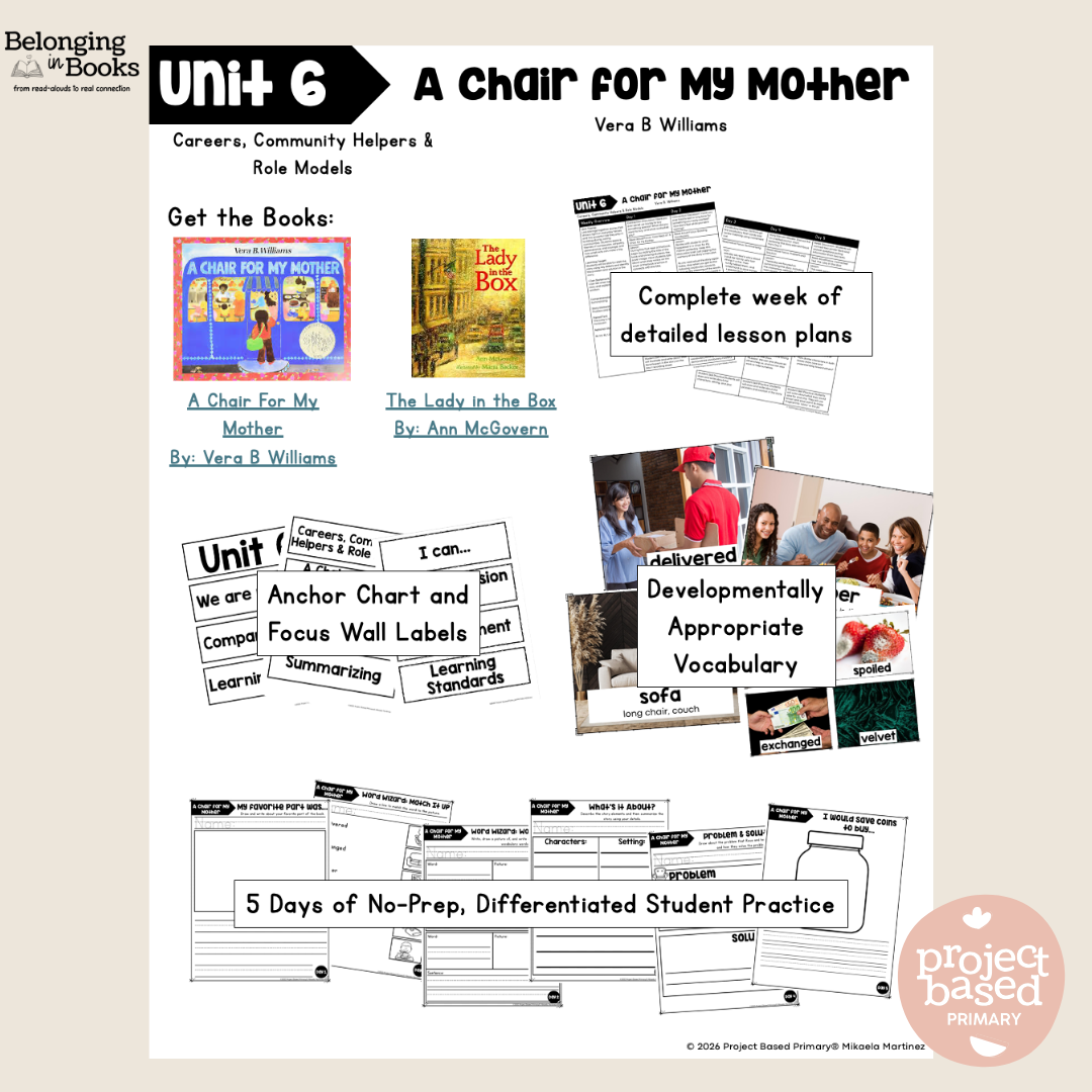 A Chair for My Mother Belonging in Books™ Reading Comprehension Week-Long Unit