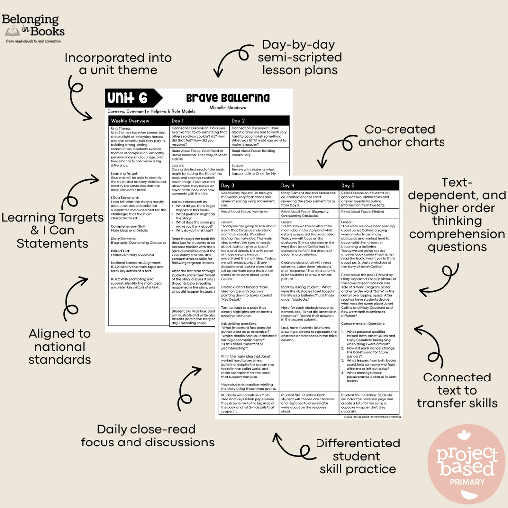 Brave Ballerina Belonging in Books™ Reading Comprehension Week-Long Unit