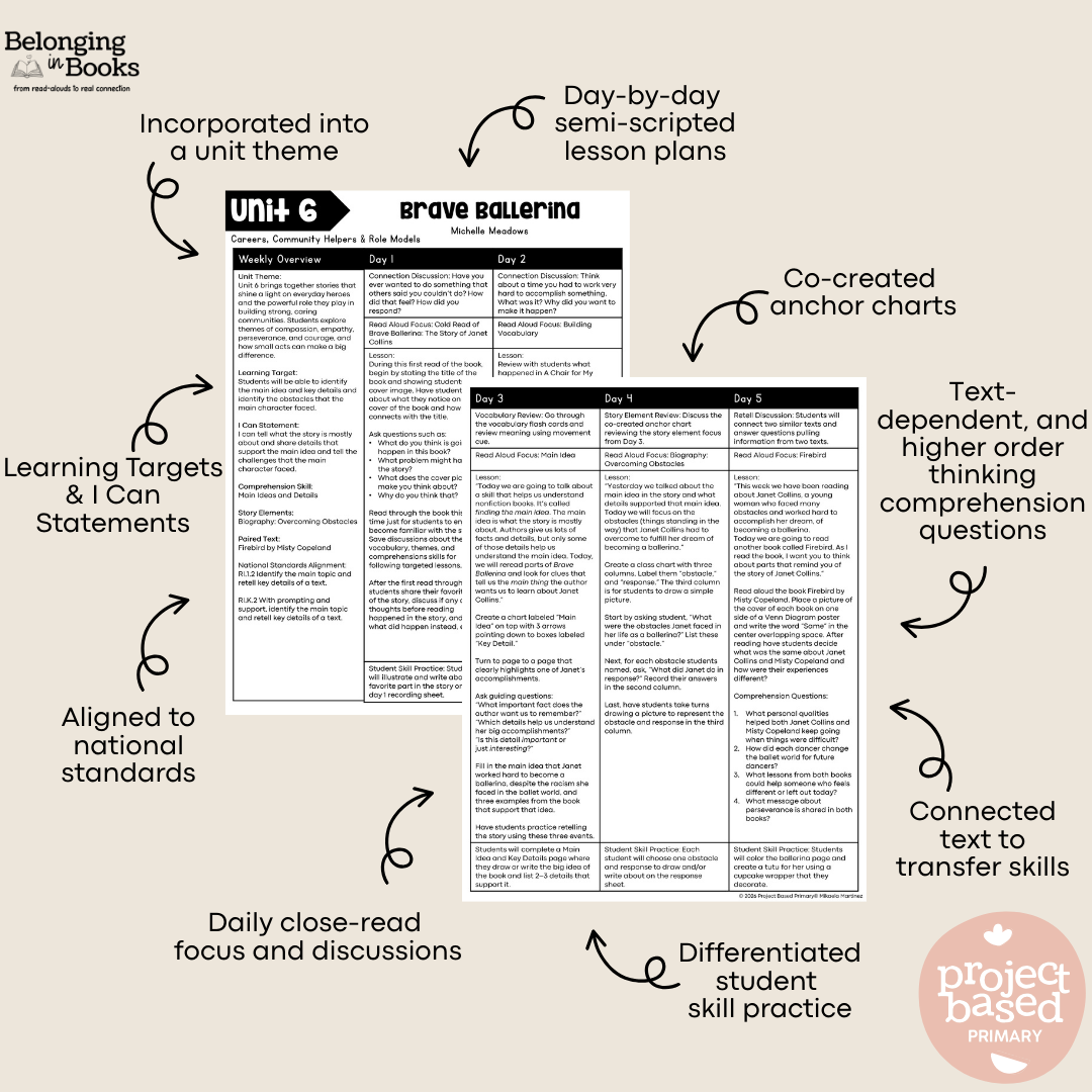 Brave Ballerina Belonging in Books™ Reading Comprehension Week-Long Unit