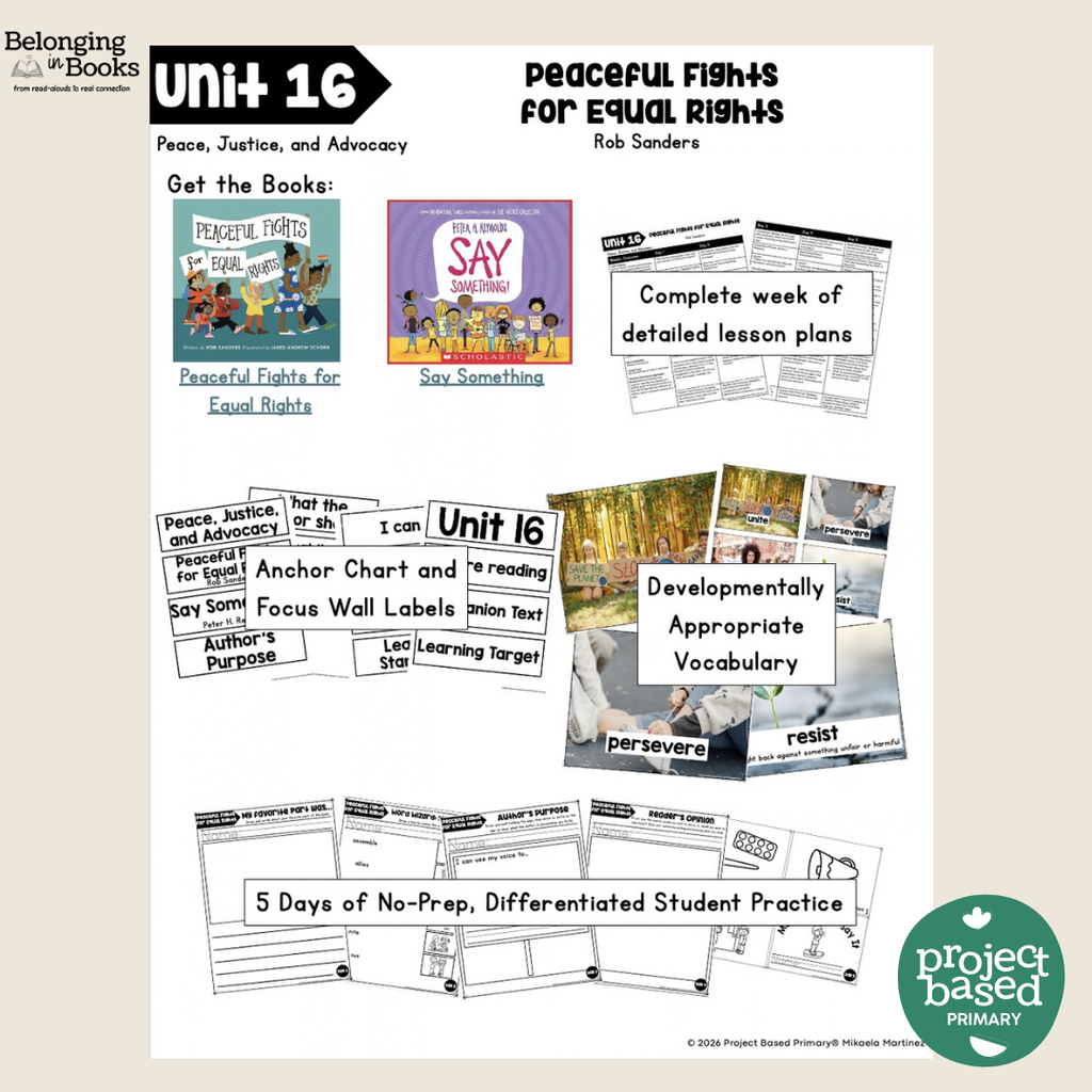 Peaceful Fights for Equal Rights Belonging in Books™ Reading Comprehension Week-Long Unit