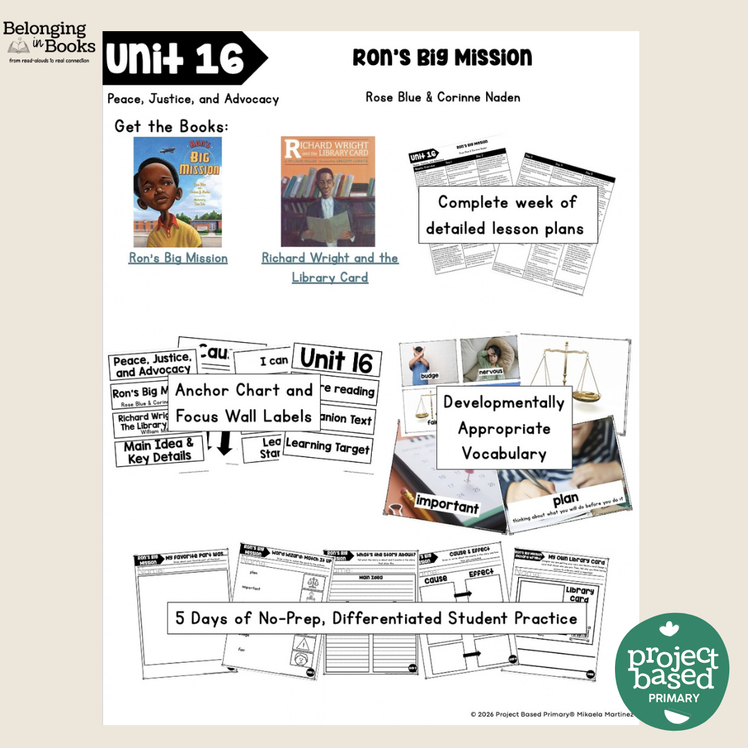 Ron's Big Mission Belonging in Books™ Reading Comprehension Week-Long Unit
