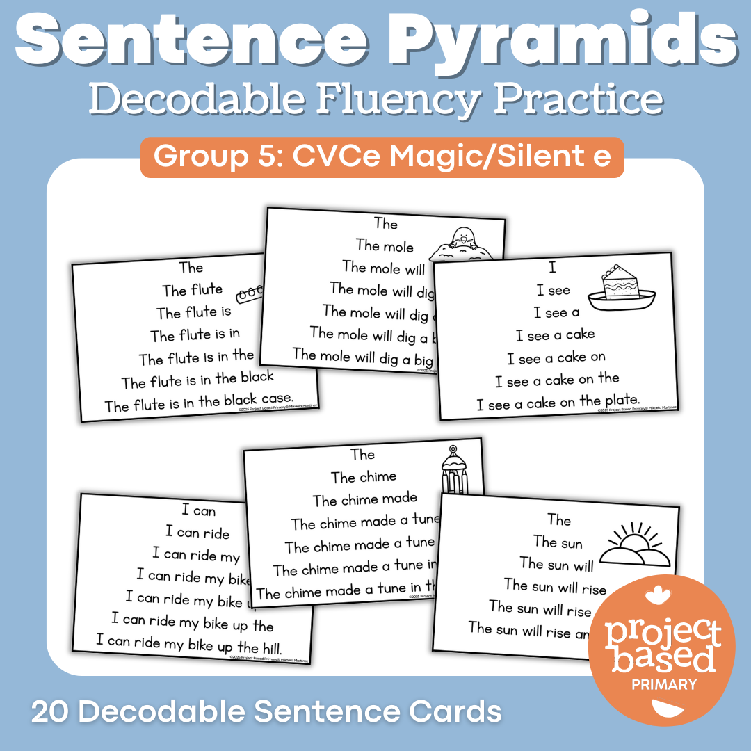 Decodable Sentence Fluency Pyramids Set 5 CVCe Magic e/Silent e