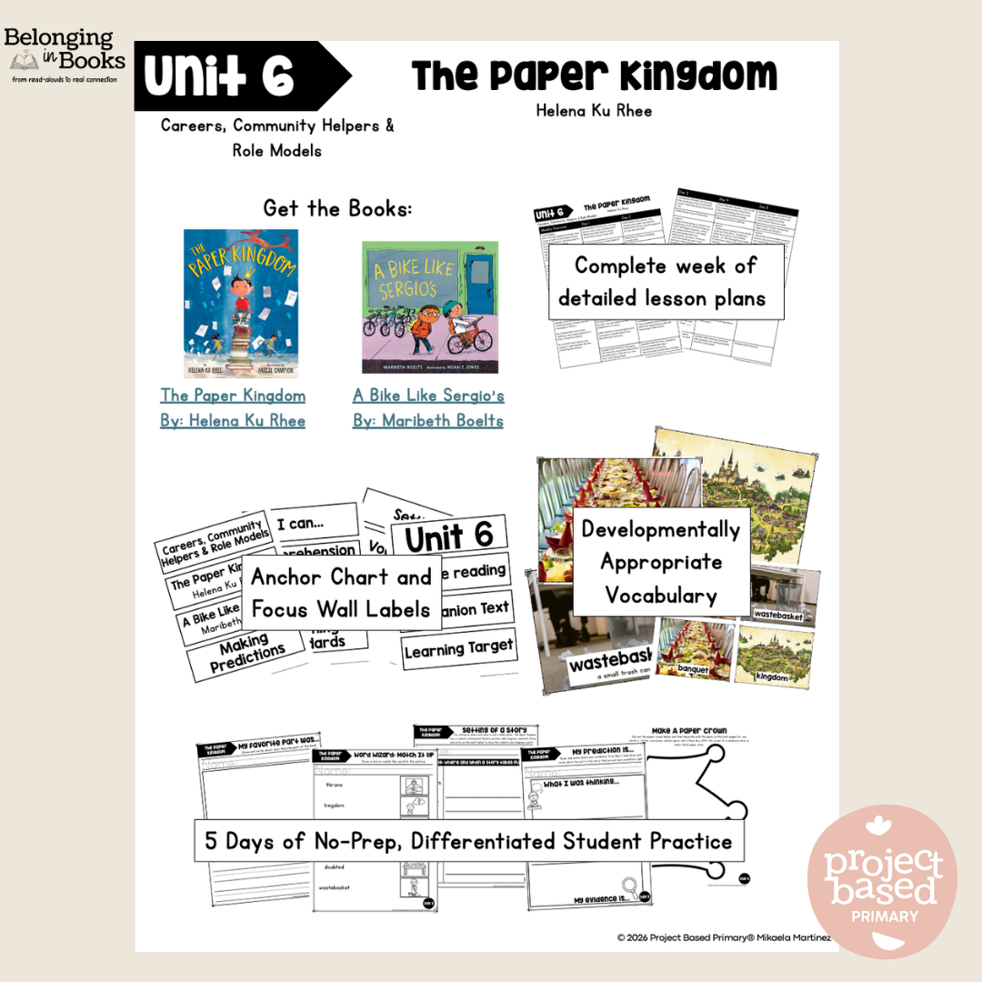 The Paper Kingdom Belonging in Books™ Reading Comprehension Week-Long Unit