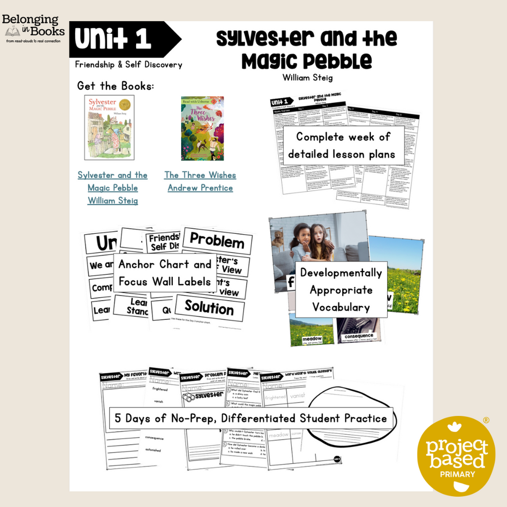 Sylvester and the Magic Pebble Belonging in Books™ Reading Comprehension Week-Long Unit