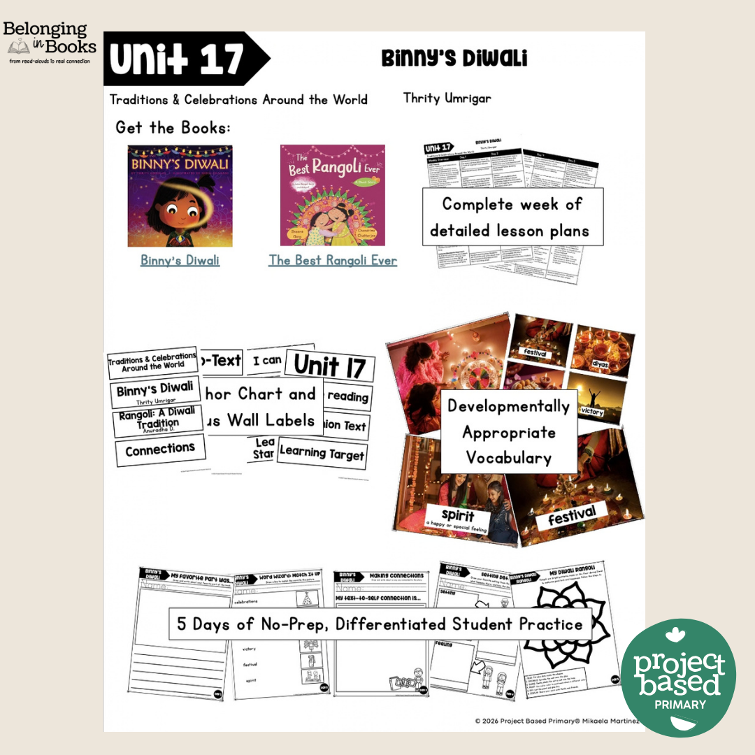 Binny's Diwali Belonging in Books™ Reading Comprehension Week-Long Unit