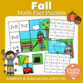 Fall Addition and Subtraction Math Fact Puzzles 0-20