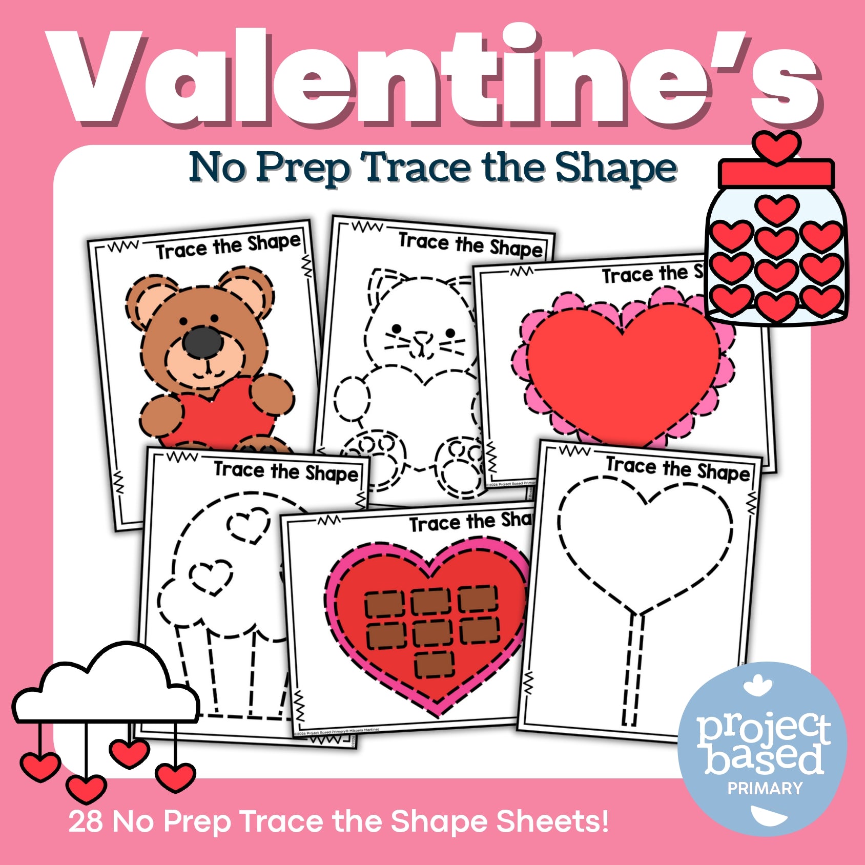 Valentine's Day Trace the Shape No Prep Pack