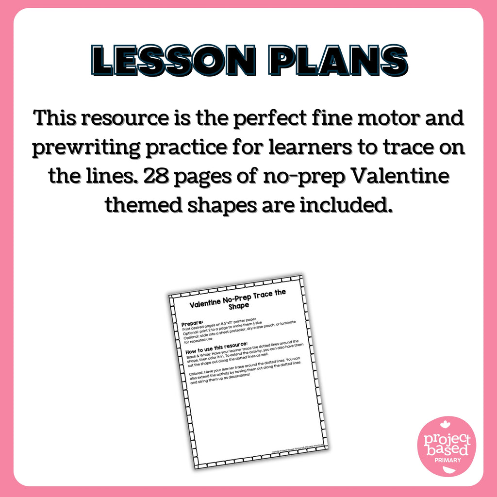 Valentine's Day Trace the Shape No Prep Pack