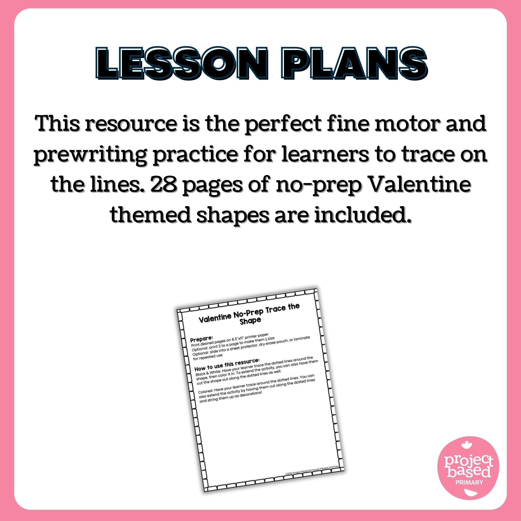Valentine's Day Trace the Shape No Prep Pack
