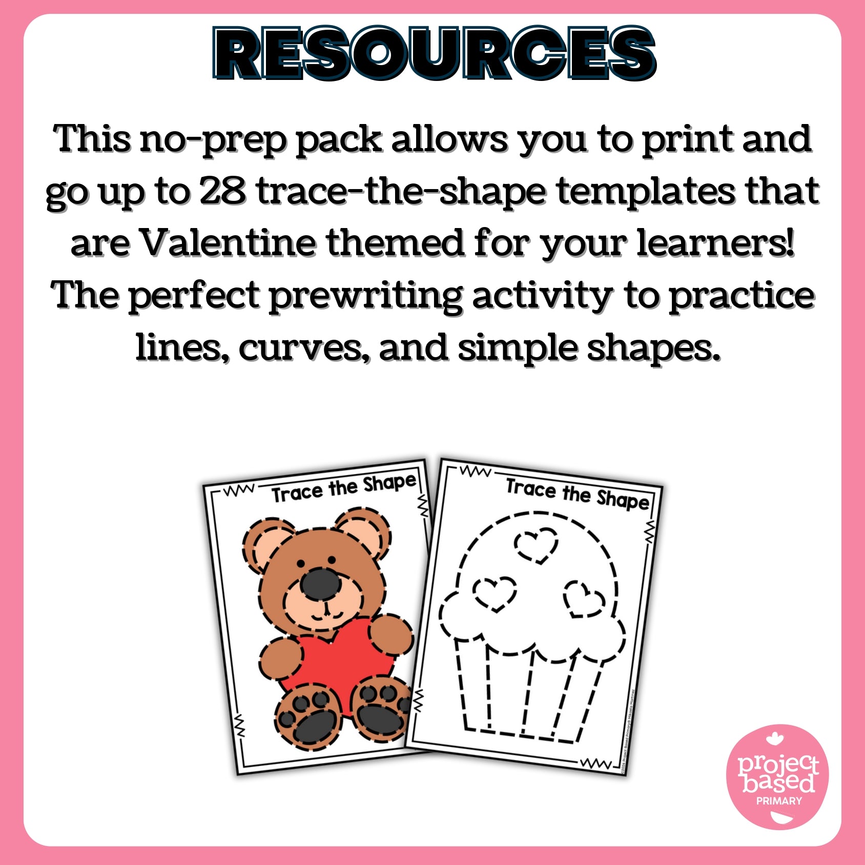 Valentine's Day Trace the Shape No Prep Pack