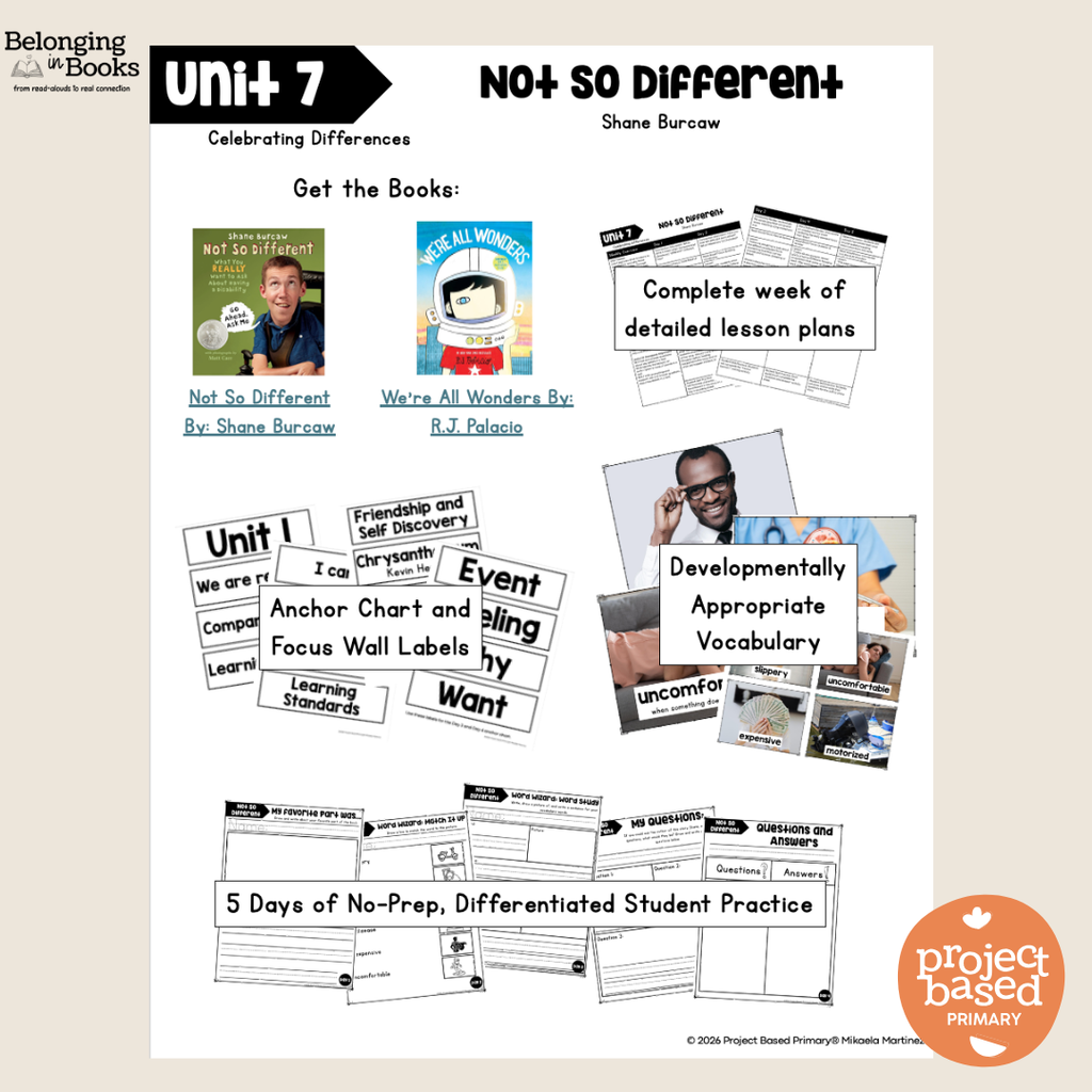 Not So Different Belonging in Books™ Reading Comprehension Week-Long Unit