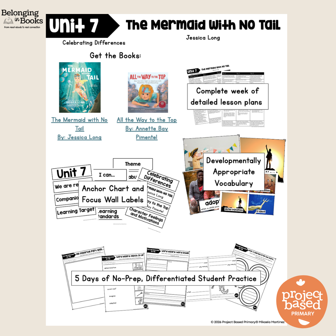 The Mermaid with No Tail Belonging in Books™ Reading Comprehension Week-Long Unit