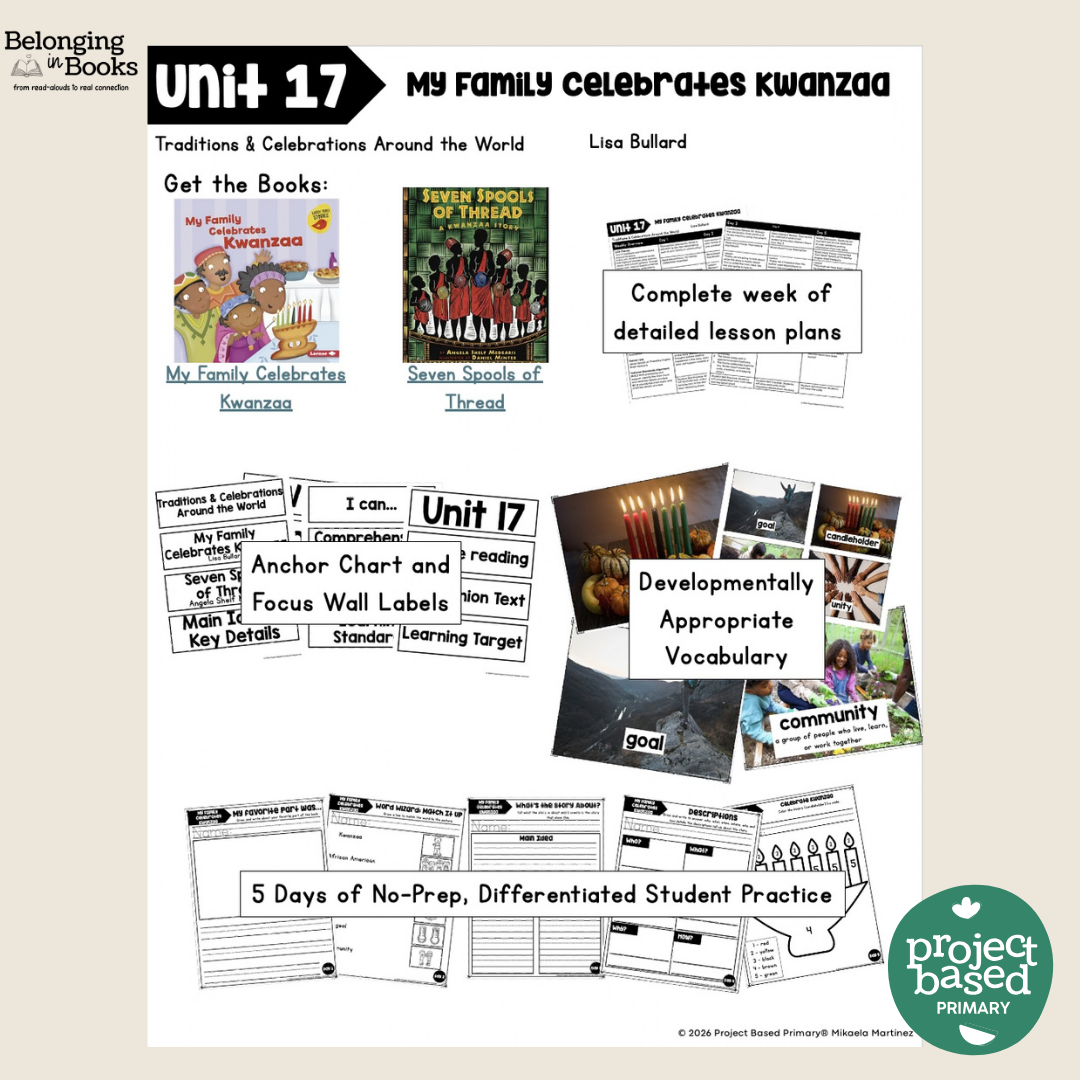 My Family Celebrates Kwanza Belonging in Books™ Reading Comprehension Week-Long Unit