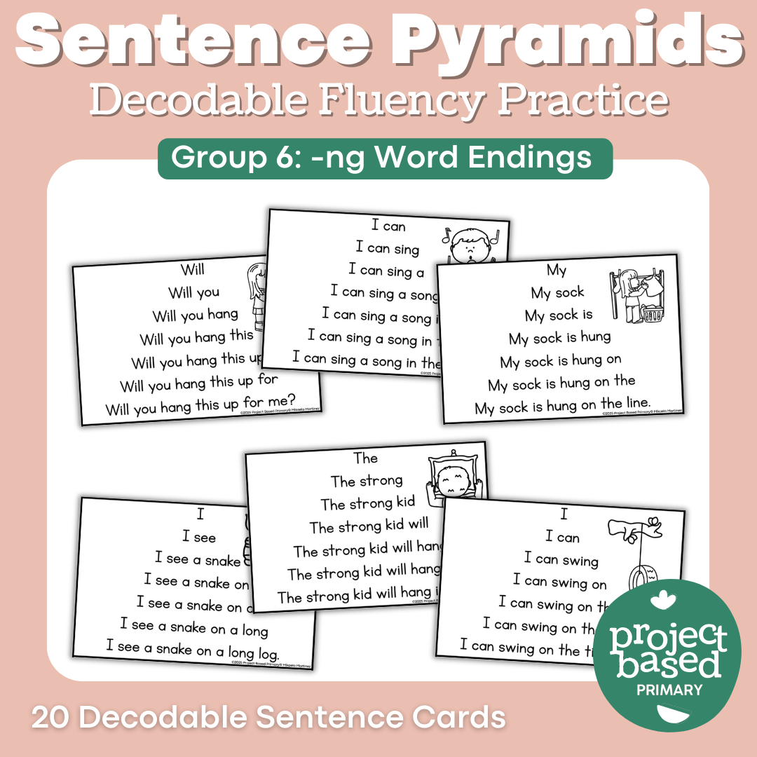Decodable Sentence Fluency Pyramids Set 6 -ng Word Endings