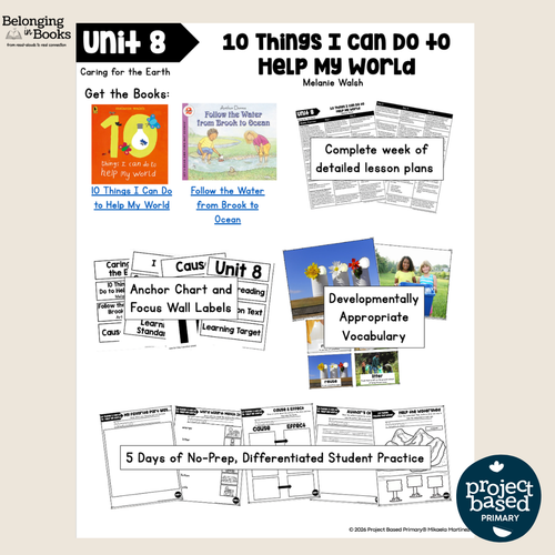 10 Things I Can Do to Help My World Belonging in Books™ Reading Comprehension Week-Long Unit