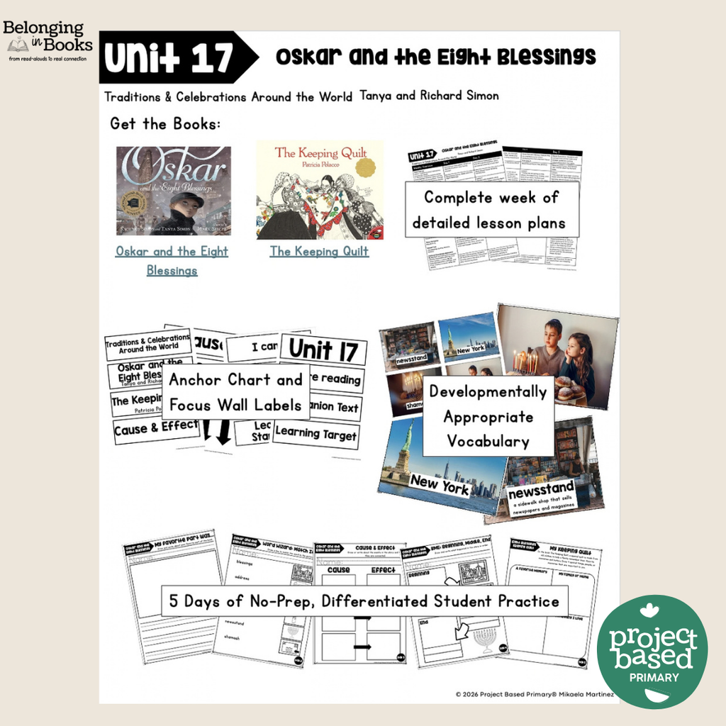 Oskar and the Eight Blessings  Belonging in Books™ Reading Comprehension Week-Long Unit