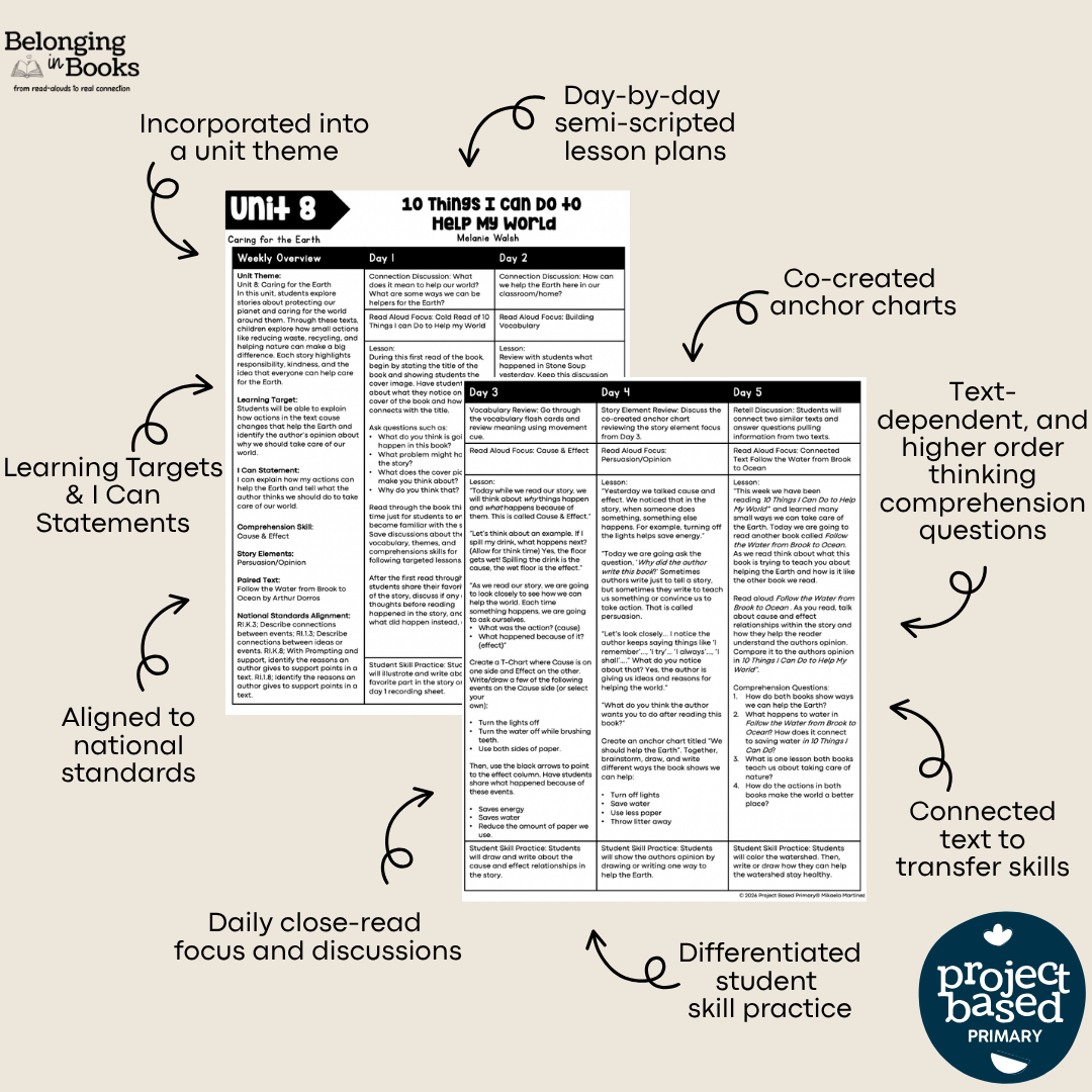 10 Things I Can Do to Help My World Belonging in Books™ Reading Comprehension Week-Long Unit