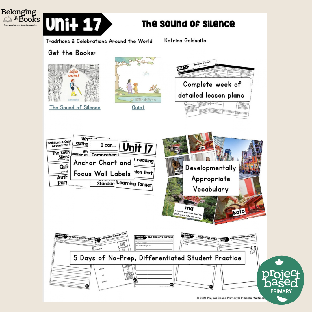 The Sound of Silence Belonging in Books™ Reading Comprehension Week-Long Unit