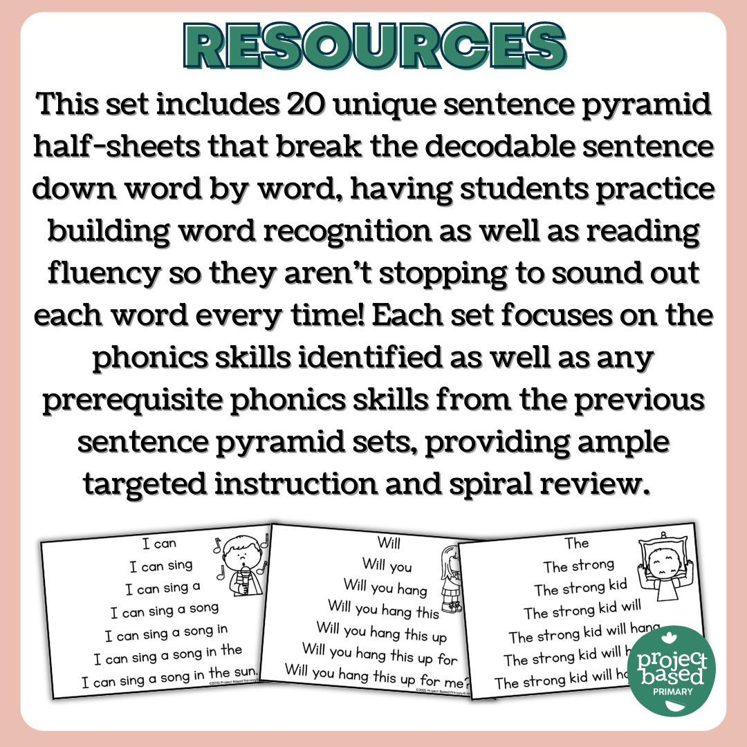 Decodable Sentence Fluency Pyramids Set 6 -ng Word Endings
