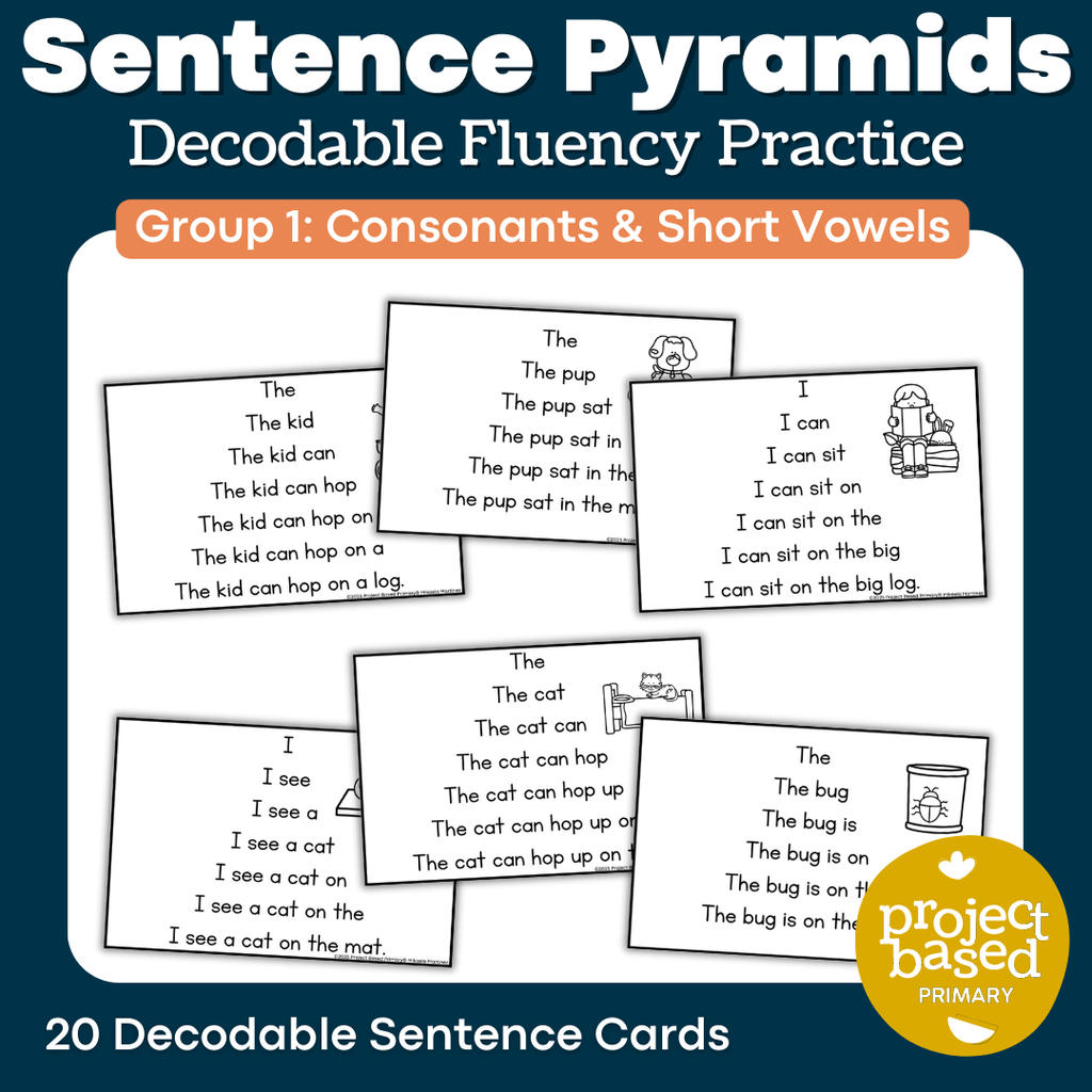 Decodable Sentence Fluency Pyramids Set 1 Consonants and Short Vowels
