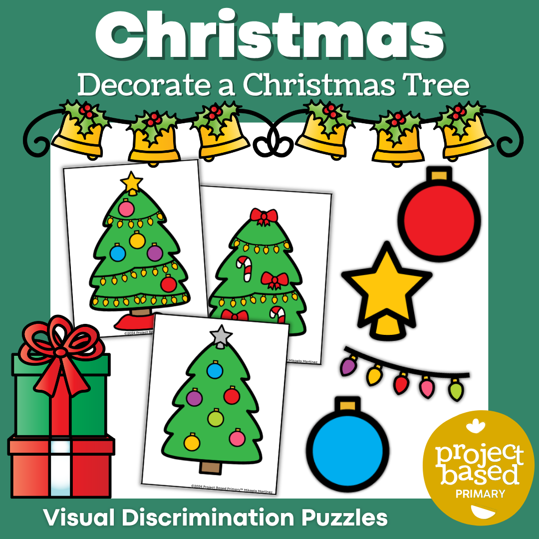 Build a Christmas Tree Visual Discrimination & Listening Comprehension Puzzles