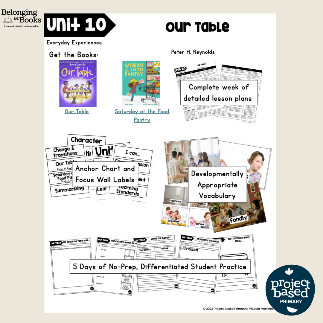 Our Table Belonging in Books™ Reading Comprehension Week-Long Unit