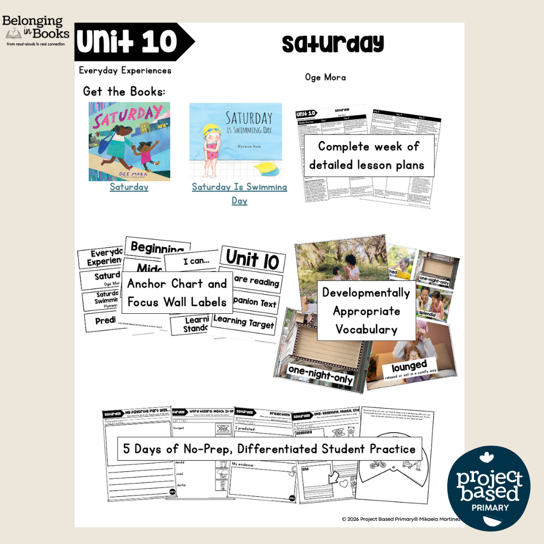 Saturday Belonging in Books™ Reading Comprehension Week-Long Unit