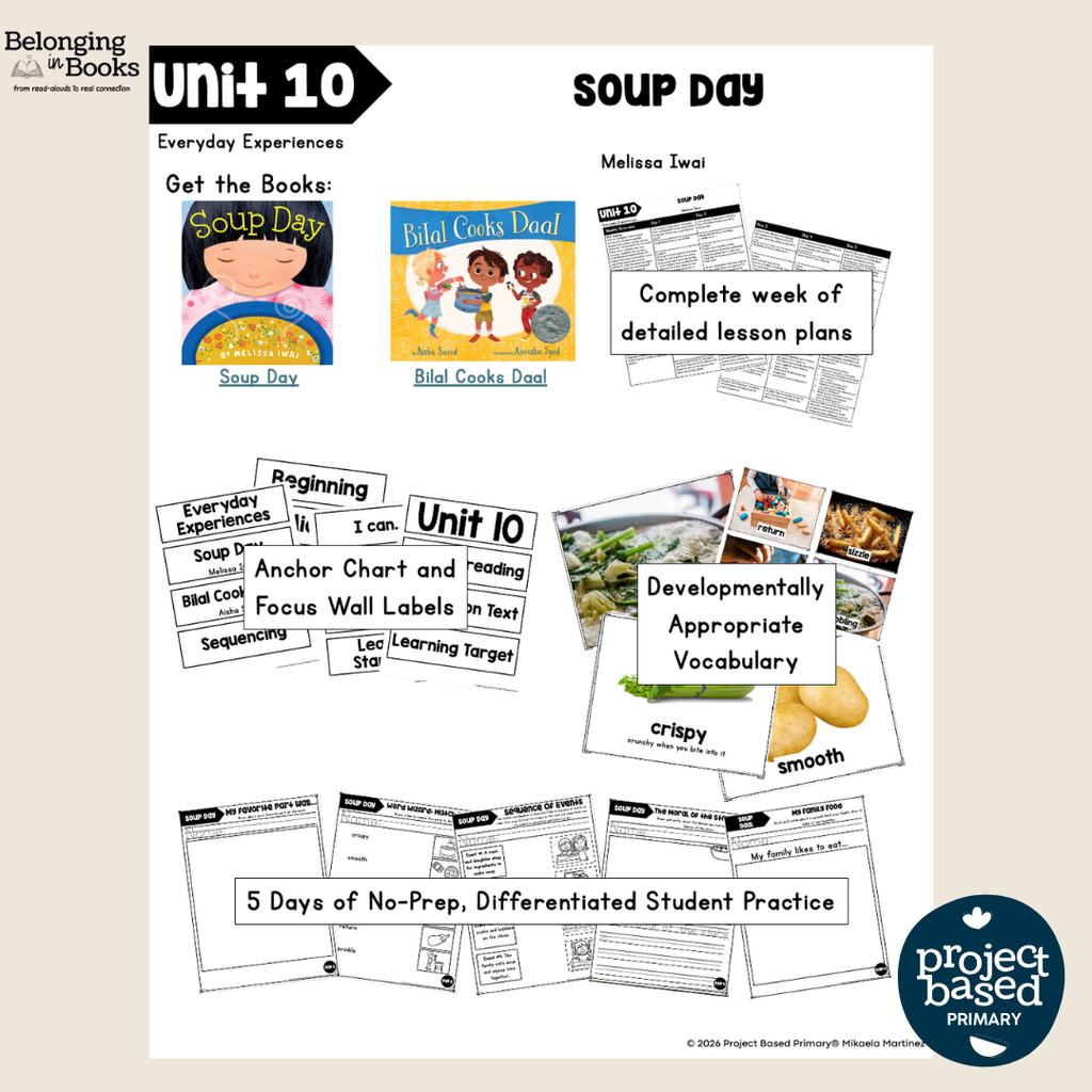 Soup Day Belonging in Books™ Reading Comprehension Week-Long Unit