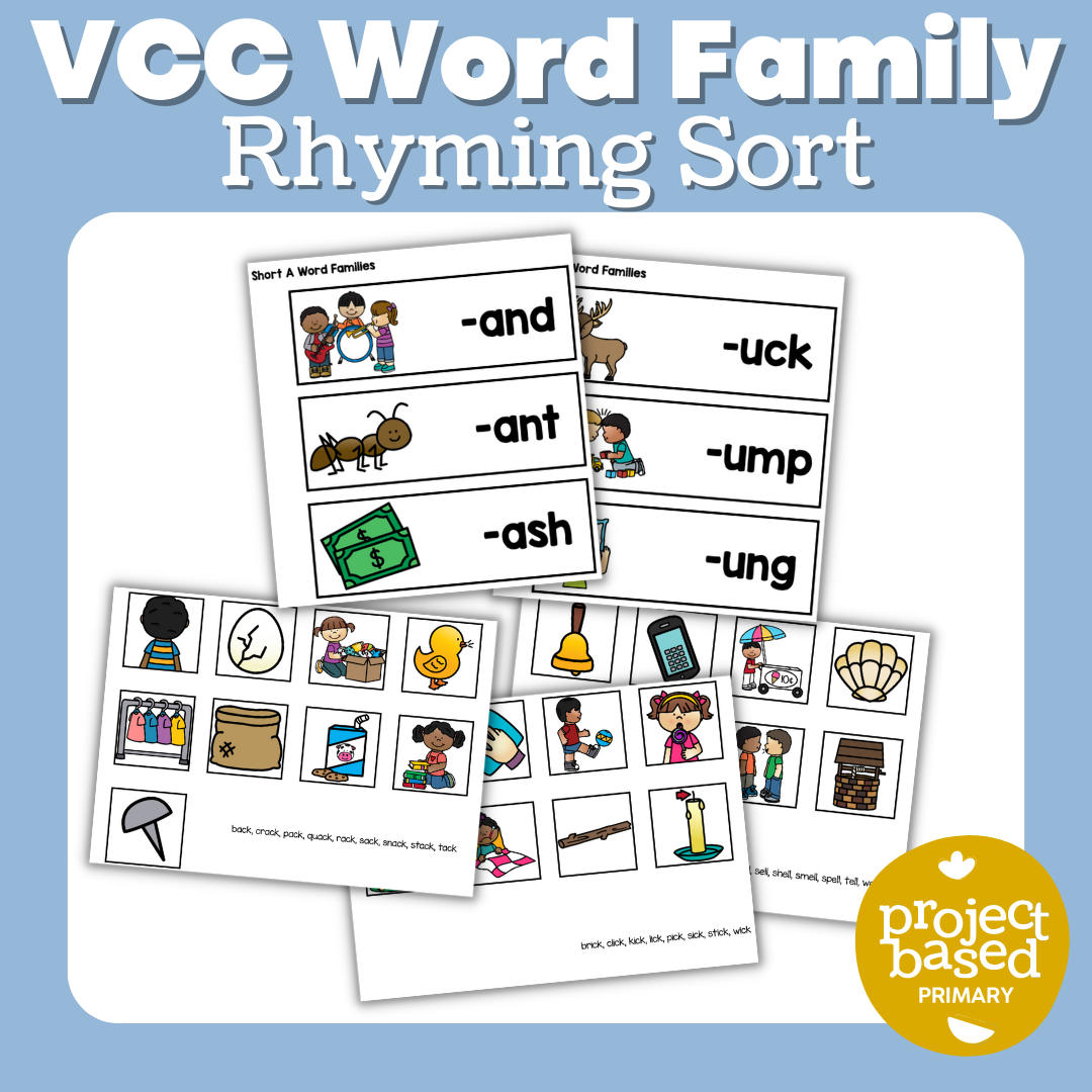 VCC Word Family Rhyming Sort