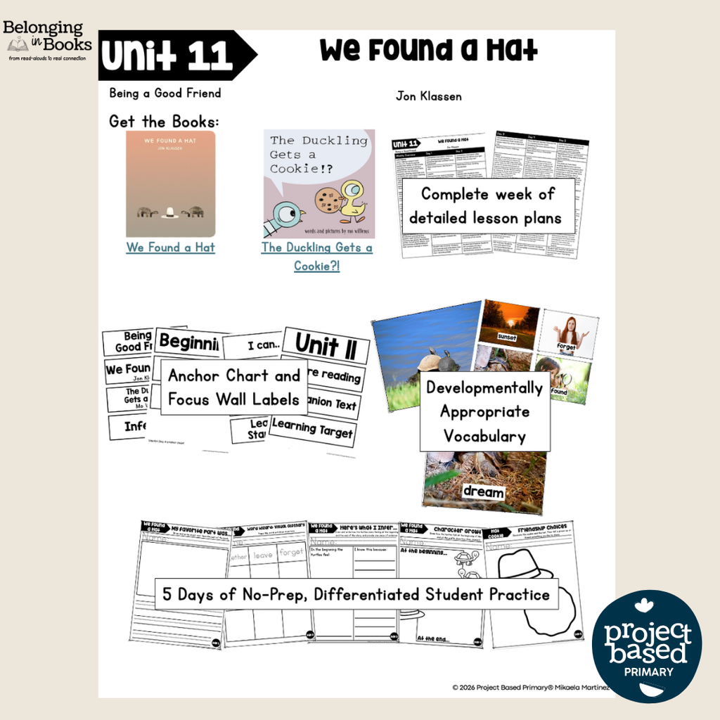 We Found a Hat Belonging in Books™ Reading Comprehension Week-Long Unit