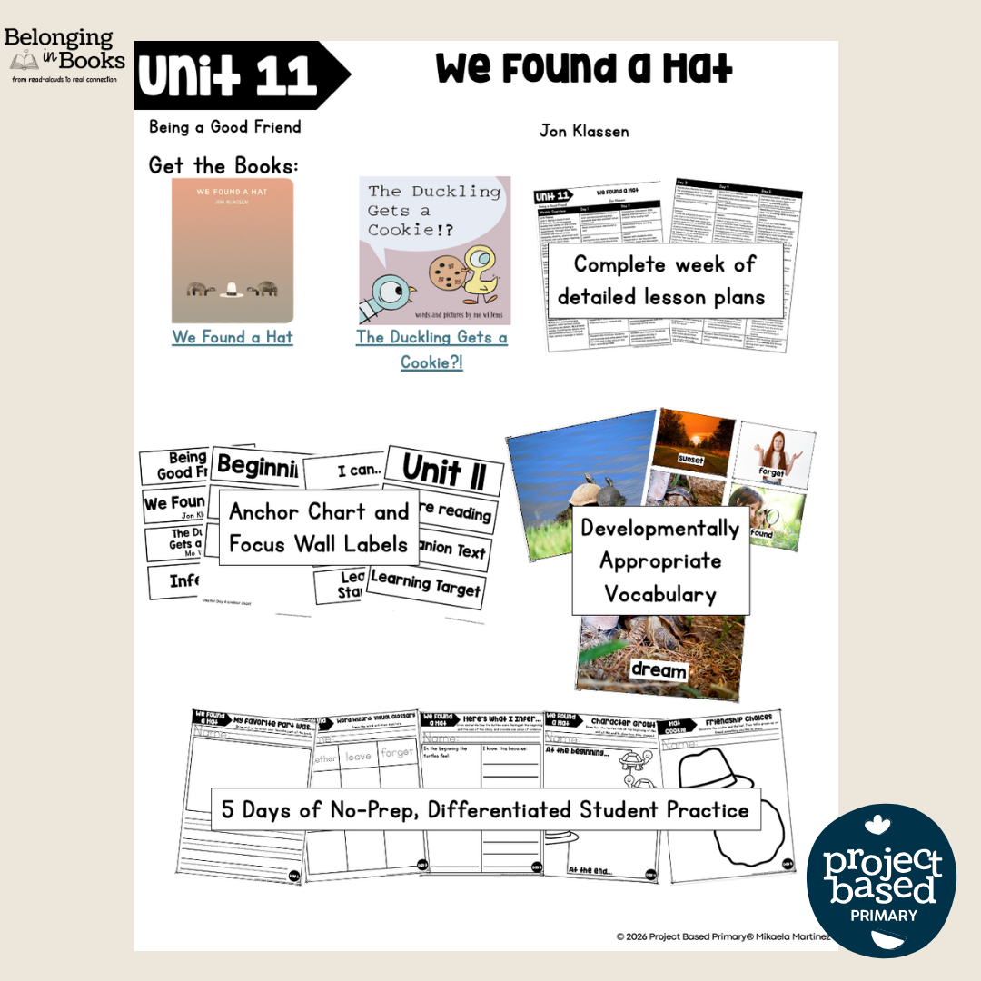 We Found a Hat Belonging in Books™ Reading Comprehension Week-Long Unit