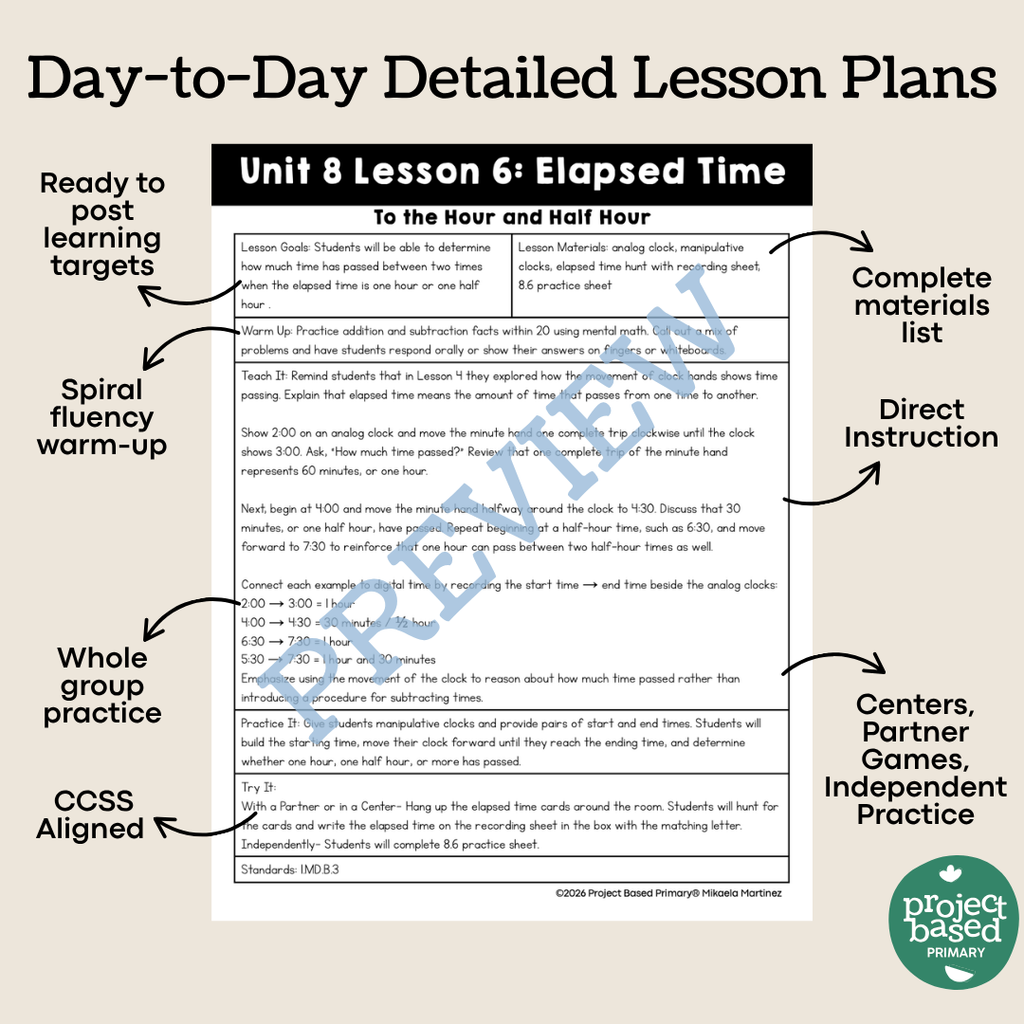 Good at Math® First Grade Unit 8: Telling Time Pt2
