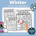 Winter Color By Number Addition and Subtraction